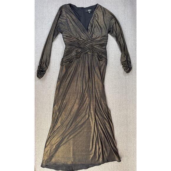 Tadashi Shoji Formal Dress Gown Full Length Long Sleeve Metallic Bronze XL - Picture 1 of 11